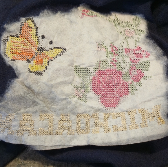 Michoacán Mexico Monarch Butterfly Rose Embroidered Textured Heavyweight Tee XL - Picture 11 of 12